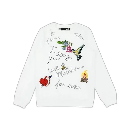 Printed Round Collar Long-Sleeved Sweater
