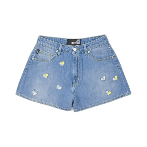 Printed Denim Shorts