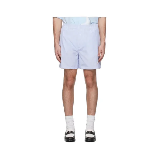 Goose Embroidery Striped Poplin Shorts