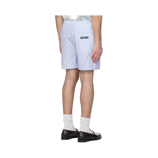 Goose Embroidery Striped Poplin Shorts