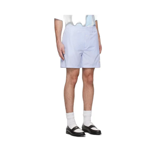 Goose Embroidery Striped Poplin Shorts