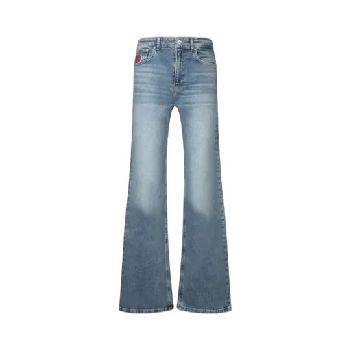 High Waist Logo Patch Jeans
