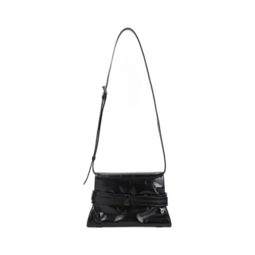 Buckle-Fastening Leather Shoulder Bag