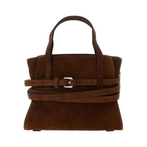 Tie Me Belt-Detail Suede Tote Bag