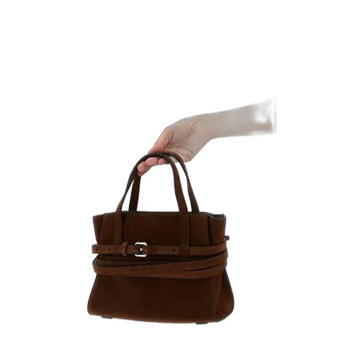 Tie Me Belt-Detail Suede Tote Bag