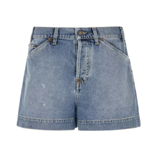 Button-Fastening Denim Shorts