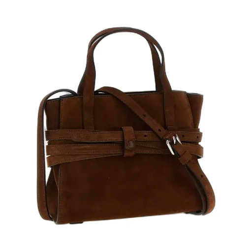 Tie Me Belt-Detail Suede Tote Bag