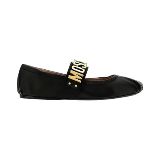 Logo-Lettering Leather Ballerina Shoes
