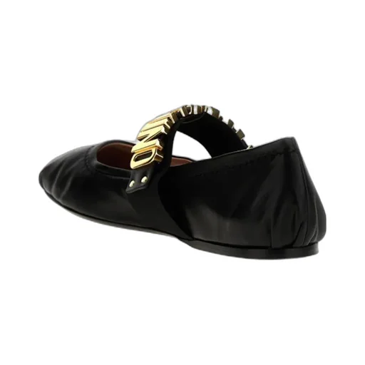 Logo-Lettering Leather Ballerina Shoes
