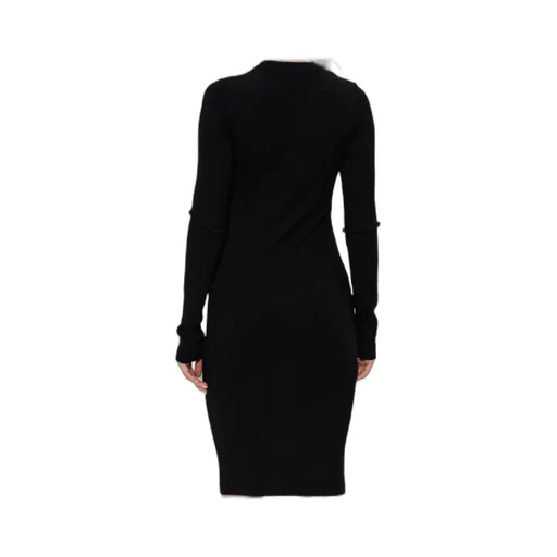 Logo Embroidered Ribbed Midi Dress