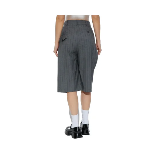 Pinstriped Mid-Length Shorts