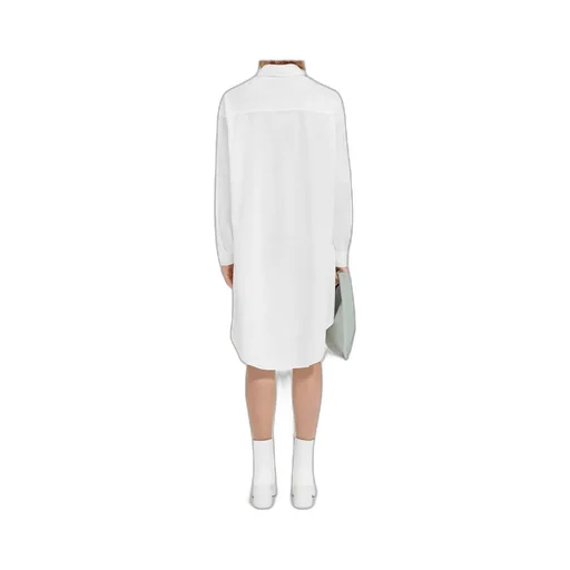 Signature Numbers Motif Buttoned Shirt Dress