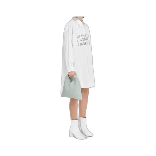 Signature Numbers Motif Buttoned Shirt Dress