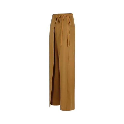 Tie-Fastened Flared Trousers