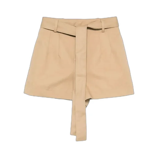 Pleat Detailed Belted Shorts