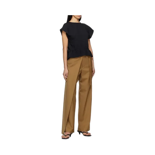 Tie-Fastened Flared Trousers