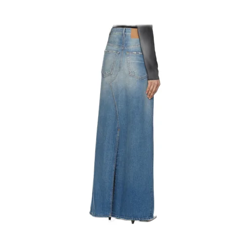 Distressed Denim Maxi Skirt