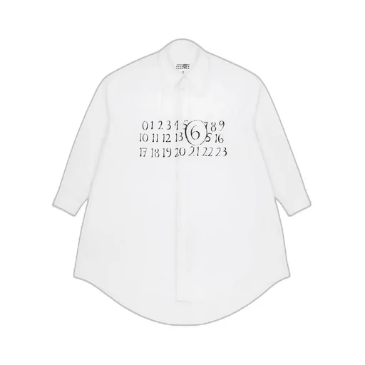 Signature Numbers Motif Buttoned Shirt Dress
