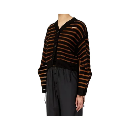 Striped Cotton Knit Cardigan