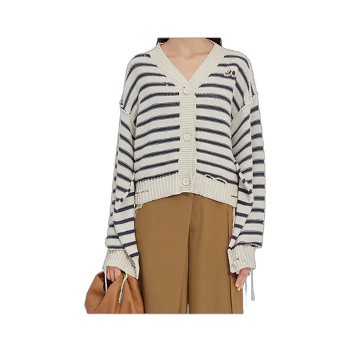 V-Neck Distressed Cardigan