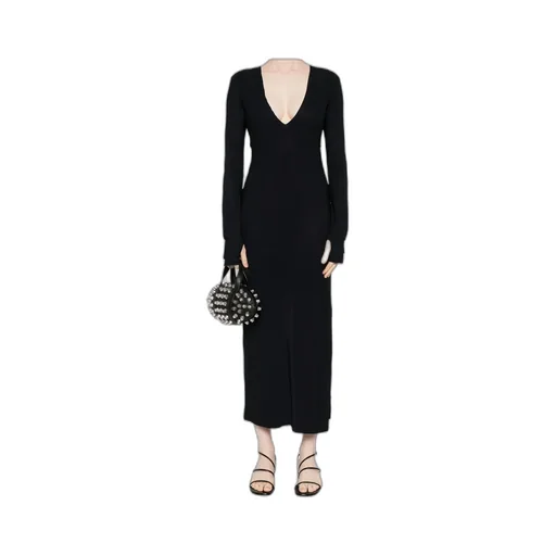 V-Neck Long-Sleeved Dress
