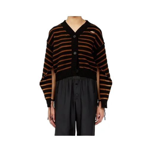 Striped Cotton Knit Cardigan
