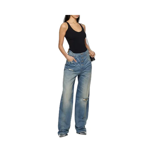 Distressed Washed Denim Jeans