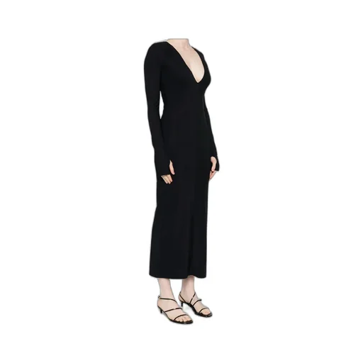 V-Neck Long-Sleeved Dress