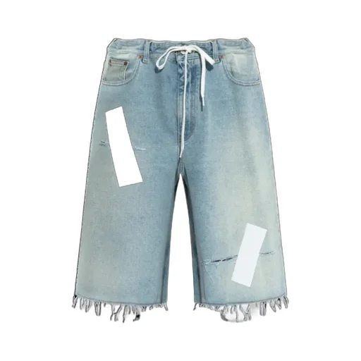 Logo Patch Distressed Denim Shorts