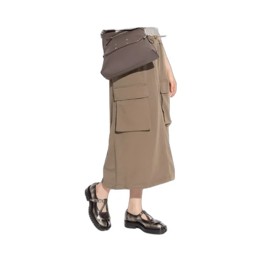 Drawstring High Waist Midi Skirt