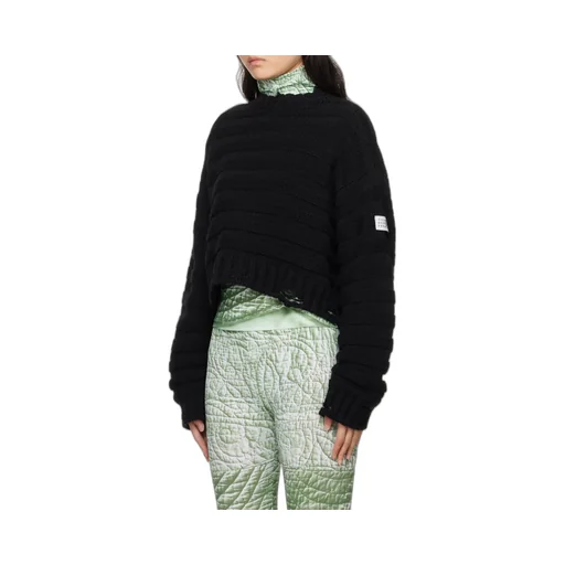 Numbers-Patch Distressed Chunky-Knit Jumper