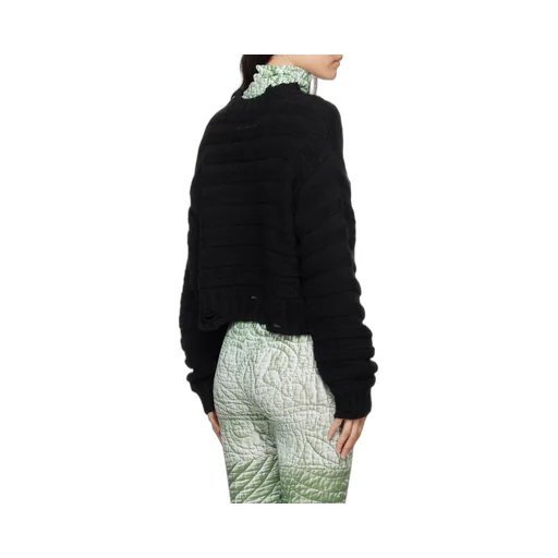 Numbers-Patch Distressed Chunky-Knit Jumper