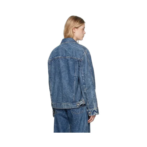 Printed Long-Sleeved Denim Coat