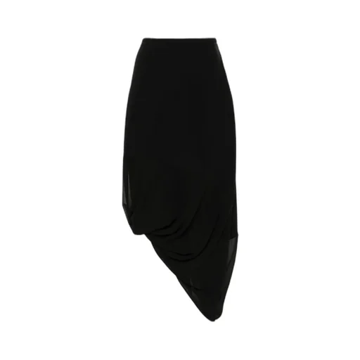 Asymmetric Draped Midi Skirt