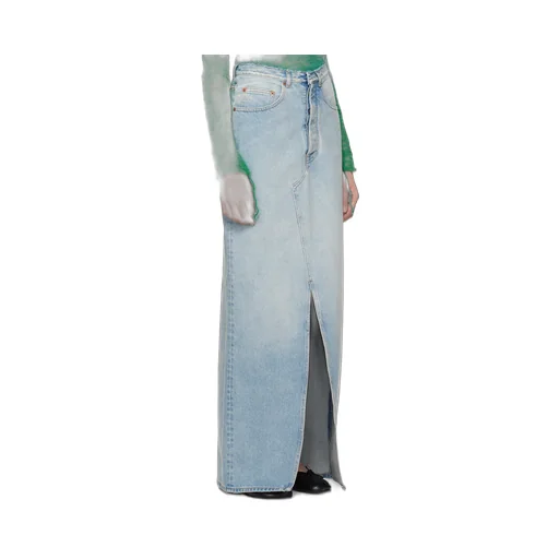 Frayed Maxi Denim Skirt