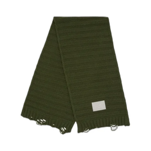 Logo Patch Distressed Knitted Scarf