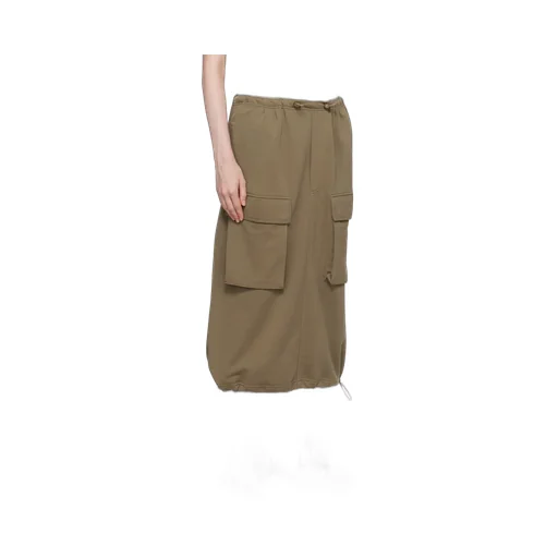 Drawstring High Waist Midi Skirt