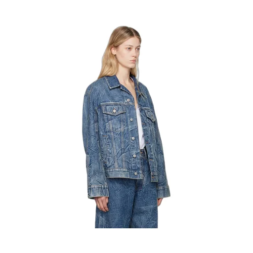 Printed Long-Sleeved Denim Coat