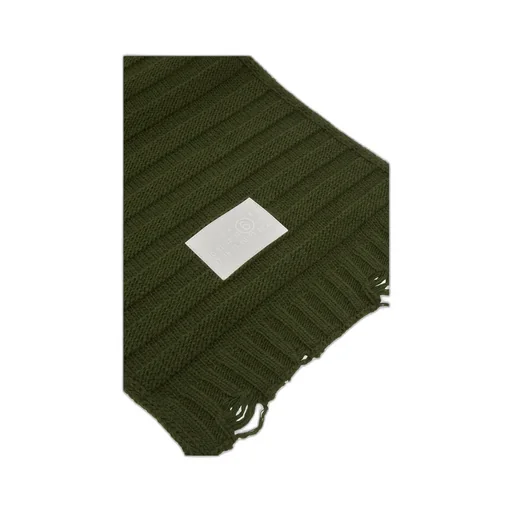 Logo Patch Distressed Knitted Scarf