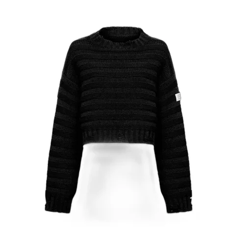Numbers-Patch Distressed Chunky-Knit Jumper