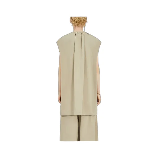 Gathered Neck Gabardine Mini Dress