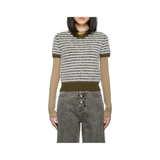 Short-Sleeved Striped Sweater