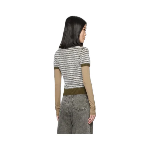 Short-Sleeved Striped Sweater