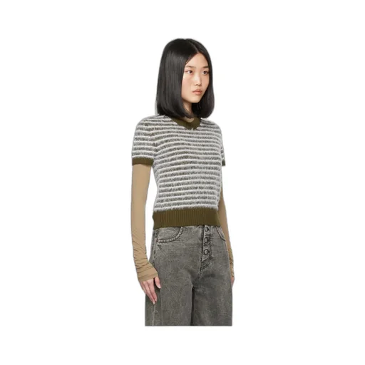 Short-Sleeved Striped Sweater