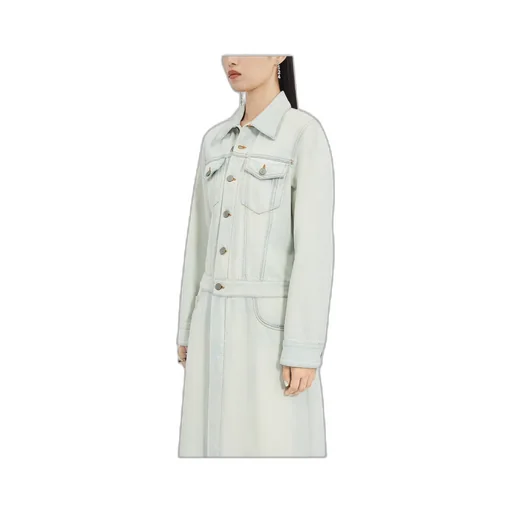 Denim Long-Sleeved Midi Dress