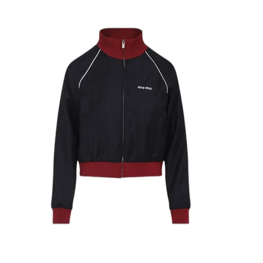 Pinstriped Zipper Blouson Jacket