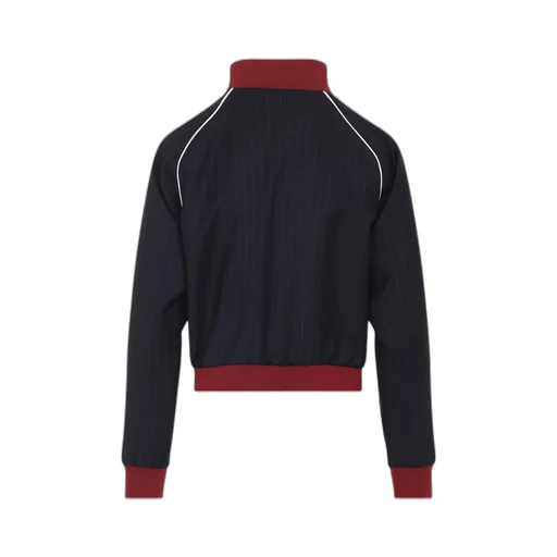 Pinstriped Zipper Blouson Jacket