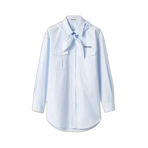 Striped Tie-Neck Shirt