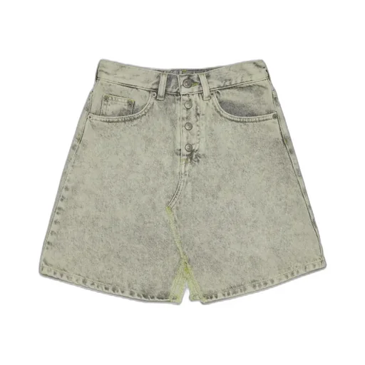 Mid-Rise Logo-Patch Denim Skirt