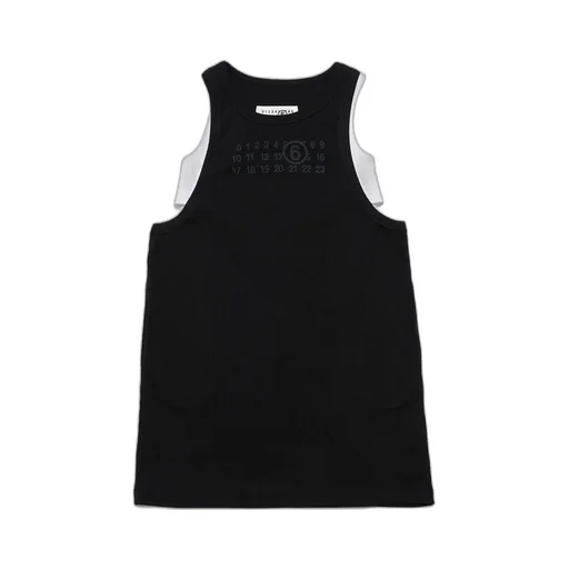 Logo Printed Double-Layered Sleeveless Dress
